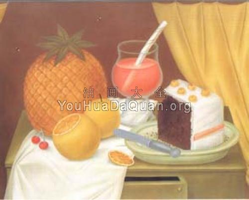 still life with cake - 费尔南多·博特罗